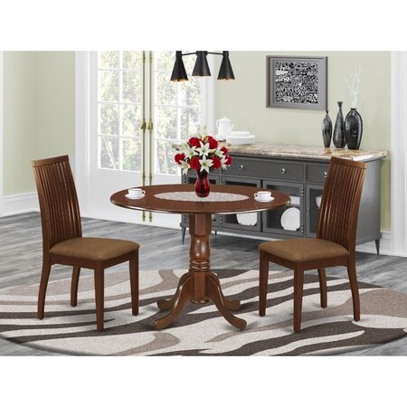 East West Furniture 3 Piece Dublin Dinette Set - Mahogany DLIP3-MAH-C